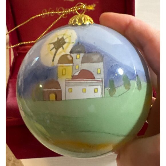 Ne Qwa Art Christmas Ornament Glass Hand Painted Angel Shepherd Red Velvet Box - Picture 5 of 12